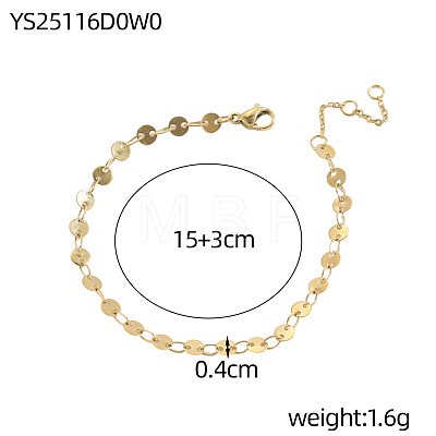 304 Stainless Steel Flat Sequin Chains Bracelets BJEW-A26-03-24-3-1