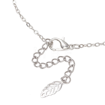 Alloy Flower Pendant Brass Leaf Link Chain Necklaces for Women NJEW-JN05866-1