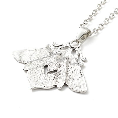 Alloy Moth Pendant Necklace NJEW-G056-07AS-1