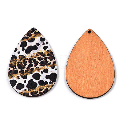 Single Face Printed Basswood Big Pendants WOOD-TAC0021-08A-1