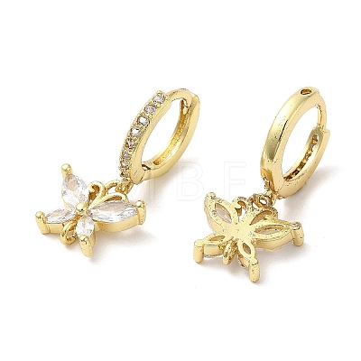 Rack Plating Brass Butterfly Dangle Stud Earrings with Cubic Zirconia EJEW-D061-59G-1