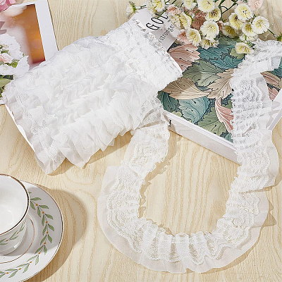 5M Double-Layer Pleated Polyester Chiffon Lace Trim OCOR-GF0006-69C-1
