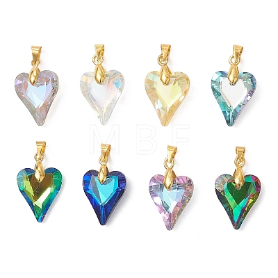 Electroplated Transparent Glass Pendants X-PALLOY-JF05156-01-1