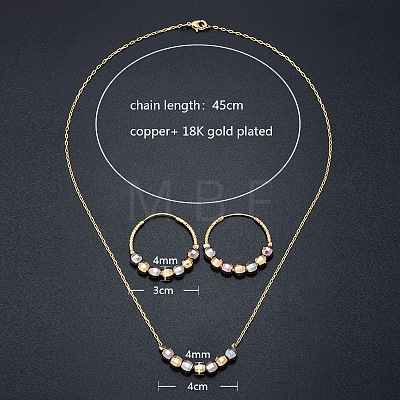 Brass Faceted Round Beaded Pendant Necklaces & Hoop Earrings for Women FS-WG48F31-01-1