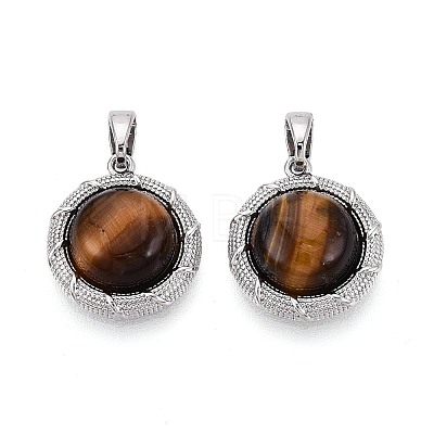 Natural Tiger Eye Pendants KK-N287-21P-1