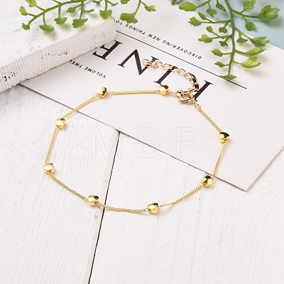 Brass Curb Chain Anklets AJEW-AN00350-1