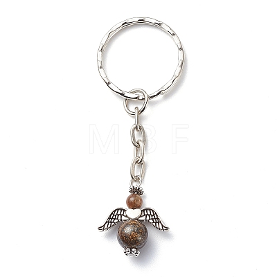 Natural Gemstone Beaded Angel Charm Keychain KEYC-JKC00387-1