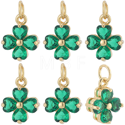 10Pcs Brass Micro Pave Cubic Zirconia Pendants KK-BBC0020-41-1