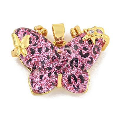 Butterfly Charm Rack Plating Brass Cubic Zirconia Pendants KK-M290-07-1