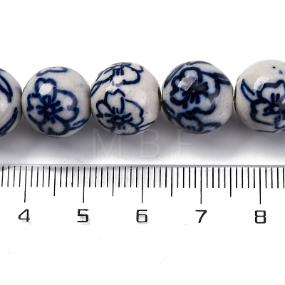 Handmade Blue and White Porcelain Beads Strands PORC-I027-01D-1