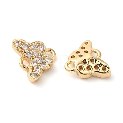 Brass Pave Clear Cubic Zirconia Connector Charms KK-G503-34G-1