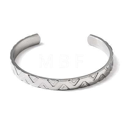 304 Stainless Steel Cuff Bangles for Women Men BJEW-H644-05P-1