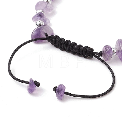 Natural Amethyst Braided Bead Bracelets for Women BJEW-JB11107-04-1