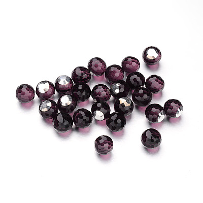 Faceted Round Glass Cabochons X-GGLA-L008B-25-1