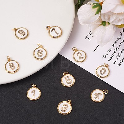 10Pcs 10 Style Brass Micro Pave Clear Cubic Zirconia Charms ZIRC-SZ0001-53-1