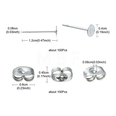 100Pcs 304 Stainless Steel Stud Earring Findings STAS-YW0001-43F-1
