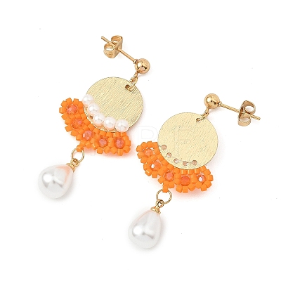 Brass Glass Seed Bead Chandelier Earrings EJEW-MZ00762-1