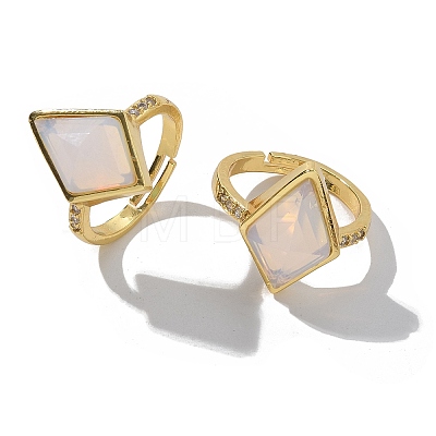 Rhombus Opalite Finger Rings RJEW-B113-01G-05-1