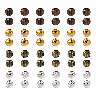 Kissitty 400Pcs 4 Colors Iron Corrugated Beads IFIN-KS0001-03-1