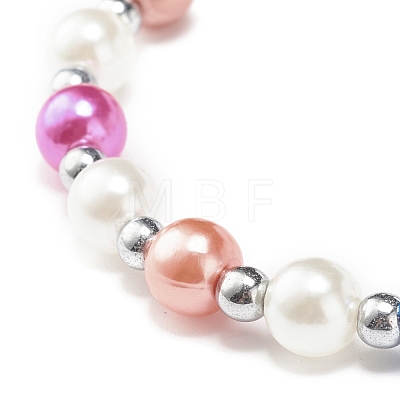 Imitation Pearl Beaded Stretch Bracelet with Drop Charm for Women BJEW-JB07639-1