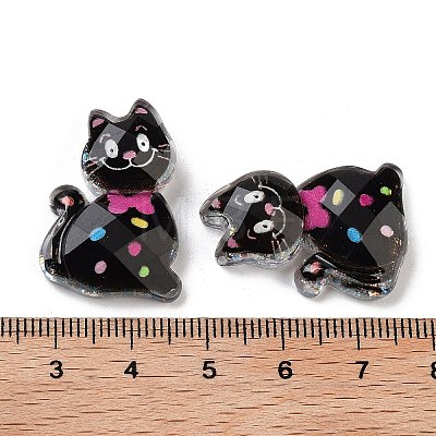 Transparent Resin Bowknot Kitten Decoden Cabochons RESI-M045-07C-1