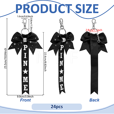 24Pcs Polyester & Rhinestone Keychains KEYC-TW0001-01-1
