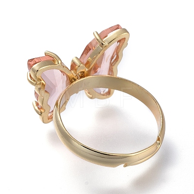 Adjustable Brass Glass Finger Rings RJEW-P148-A01-15-1