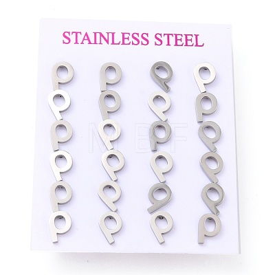 304 Stainless Steel Greek Alphabet Stud Earrings STAS-D007-07P-17-1
