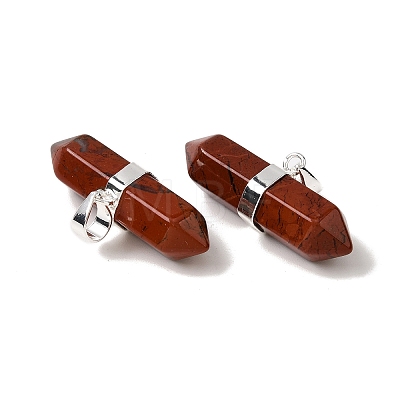 Natural Red Jasper Double Terminal Pointed Pendants G-NH0001-15P-09-1