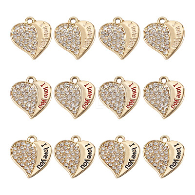 12Pcs 3 Colors Alloy Rhinestone Pendants FIND-TA0010-31-1