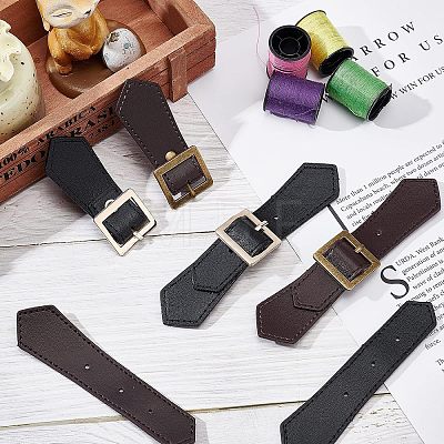 Fingerinspire 4Pcs 2 Colors Imitation Leather Toggle Buckle FIND-FG0001-26-1