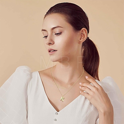 1Pc Initial Letter Brass Pendant Necklaces NJEW-YW0001-24U-1