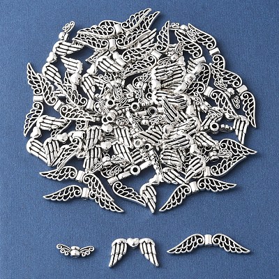 75Pcs 3 Styles Tibetan Style Alloy Fairy Wing Beads TIBEB-FS0001-15-1