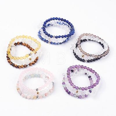 Natural Mixed Gemstone Stretch Bracelets BJEW-JB03365-1