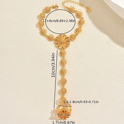 Brass Sunflower Single Finger Ring Bracelets for Women Party Wedding Elegant Jewelry WK3568-1