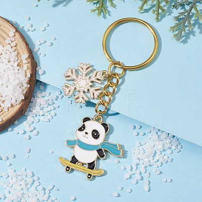 Snowflake & Panda Alloy Enamel Pendant Keychains KEYC-JKC00630-03-1