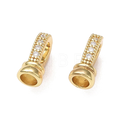 Rack Plating Brass Micro Pave Clear Cubic Zirconia Fold Over Clasps KK-E080-02G-1