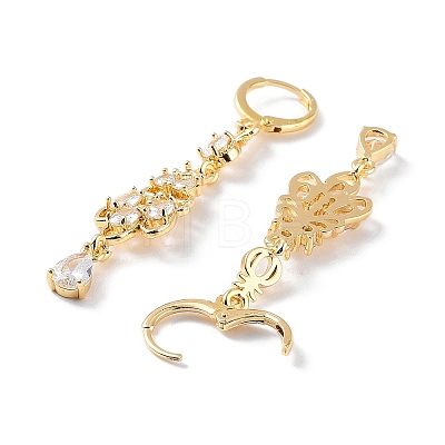 Rack Plating Golden Brass Dangle Leverback Earrings EJEW-A030-01A-G-1
