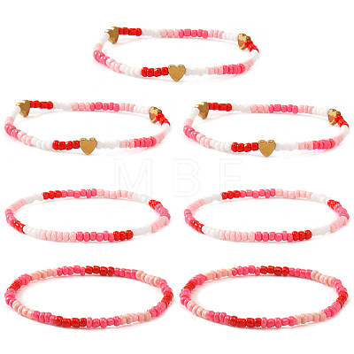 6Pcs 3 Styles Glass Seed Beads Stretch Bracelets Set CC4522-1-1