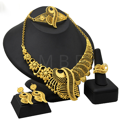 Alloy Pendant Necklaces & Stud Dangle Earrings & Rings & Link Bracelets Sets WGE4917-02-1