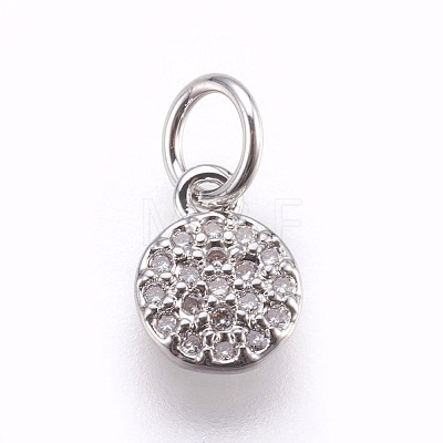 Brass Micro Pave Cubic Zirconia Charms ZIRC-E152-17P-RS-1