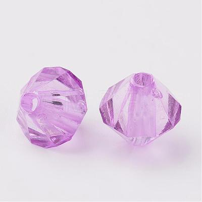Faceted Bicone Transparent Acrylic Beads DBB4mm-75-1