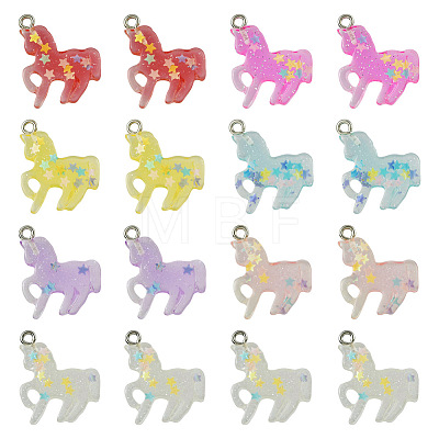 28Pcs 7 Colors Transparent Resin Pendants RESI-TA0002-20-1