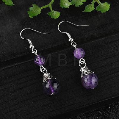 Natural Gemstone Dangle Earrings EJEW-JE01374-1