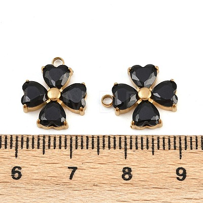 304 Stainless Steel Micro Pave Cubic Zirconia Pendants STAS-I352-07G-B02-1