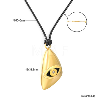 304 Stainless Steel Triangle with Eye Pendant Adjustable Black Cord Necklaces WGD88CD-04-1