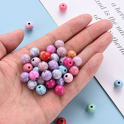 Opaque Crackle Acrylic Beads MACR-S370-F10mm-1