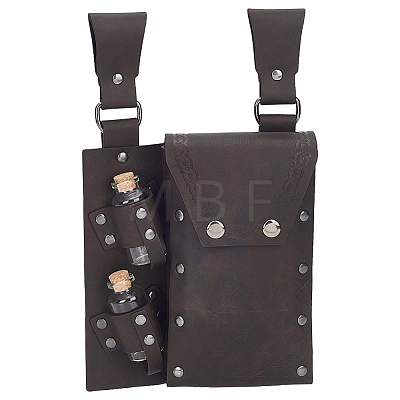 Rectangle PU Leather Medieval Waist Belt Bag with 2Pcs Glass Potion Bottles AJEW-WH0696-581B-1