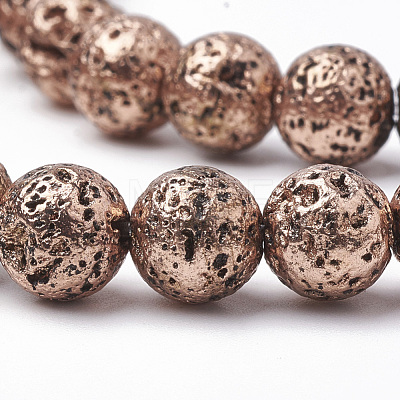 Electroplated Natural Lava Rock Beads Strands G-T098-01B-06-1