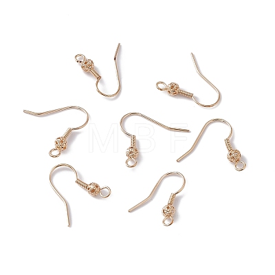 Ion Plating(IP) Brass Round Beaded Earring Hooks KK-G438-01G-1